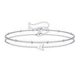 Bracelet double chaîne alphabet A–Z en acier inoxydable