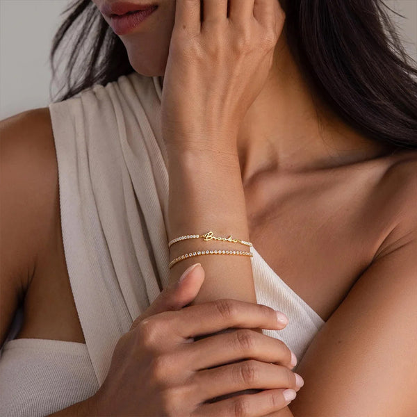 Bracelet prénom personnalisé en acier inoxydable 14K