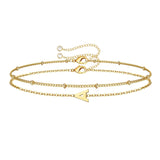 Bracelet double chaîne alphabet A–Z en acier inoxydable